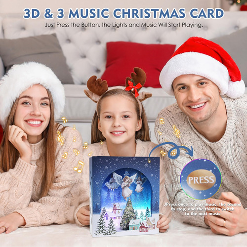 Tarjetas De Navidad Yinghezu 3d Pop Up Con Luces Y Música An