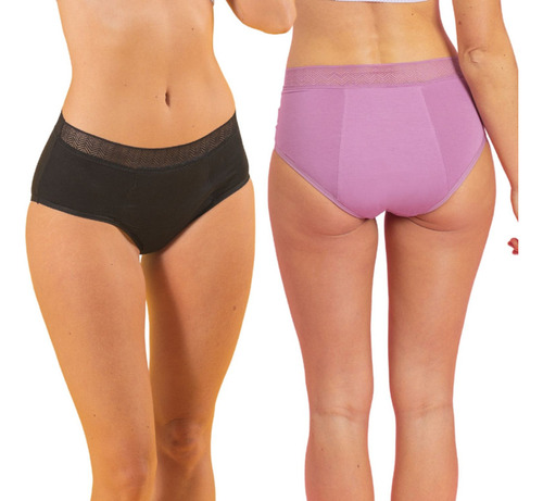 2 Pack Calzón Menstrual Abundante Culotte Violeta Y Malva