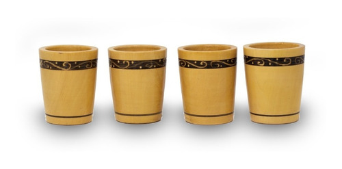 Vasos De Madera Hecho A Mano Por Artesanos Yucatecos.