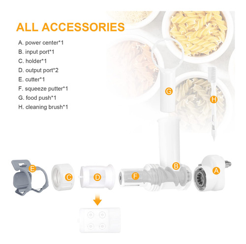 Accesorio Pasta Batidora 6 Formas Salida Cocina Mixer Kit