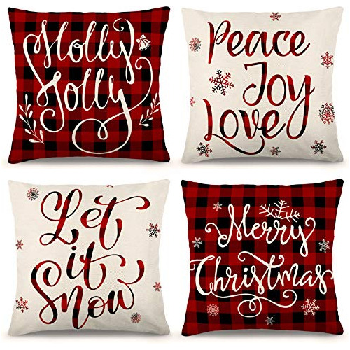 Fundas De Almohada Navideñas De 18 × 18 Pulgadas, Jue...