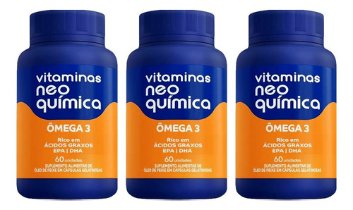 Kit Com 3 Suplemento Ômega 3 Com 60 Cápsulas - Neo Química