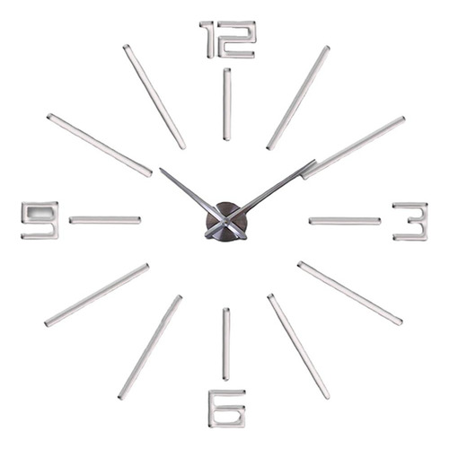 Relojes De Pared De Superficie De Espejo Diy 3d De Plata .