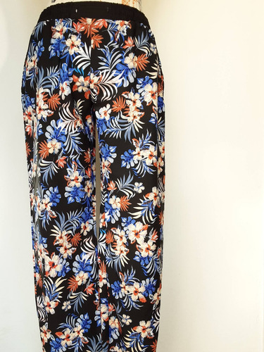 Imagen 3 de 10 de Pantalon Recto Floreado Tipo Playero Con Elástico, Talla S