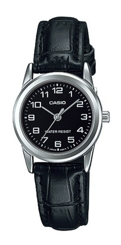 Reloj Casio De Dama Modelo Ltp-v001 Piel Negro Cara Negra