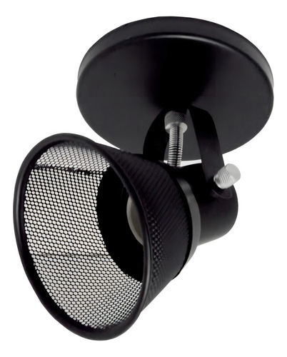 Spot Base Redonda Com Tela Preto E Cromado P/lampada 60w