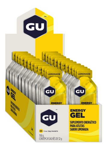 Gu Energy Gel Carboidrato Limonada Caixa Com 24 Sachês