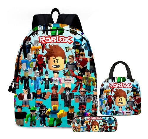 Mochila Escolar Para Estudiantes Roblox, Lonchera De 3 Pieza