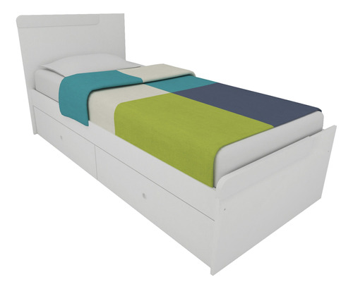 Cama 1 Plaza Para Colchon 80 X 190 Cm Con 2 Cajones  1701-9