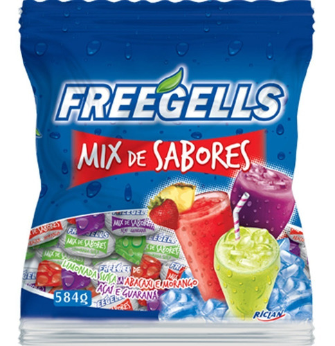 Freegells bala mix de sabores sortida pacote 584gr Riclan