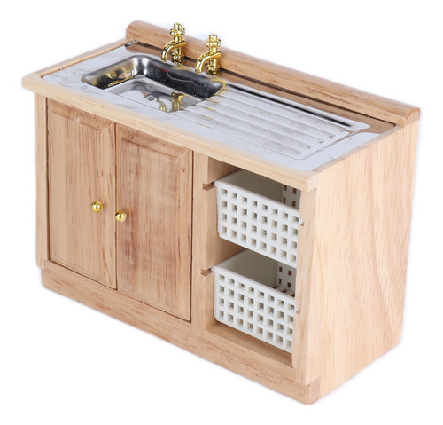 Mini Lavabo De Madera Tipo Casita De Muñecas De Tamaño 1:12
