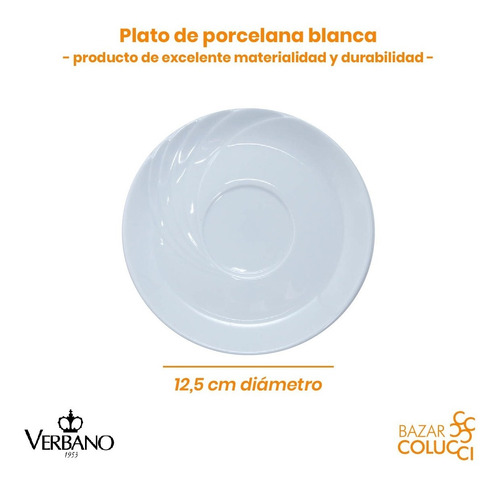 X6 Plato Para Taza Café Línea Marzia, Verbano- Bazar Colucci