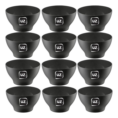 Kit 12 Cumbuca Bowl Plástico 500ml Design Prático Petisco Cor Preto