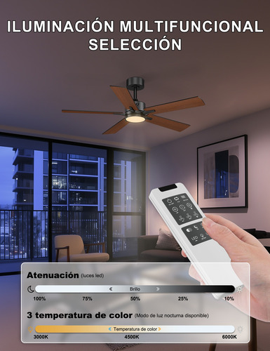 Ohniyou Smart Home Fan Light Con Control Remoto 122cm