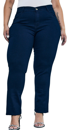 Pantalon Jeans Mujer Clasico Rectos Talles Grandes Tiro Alto