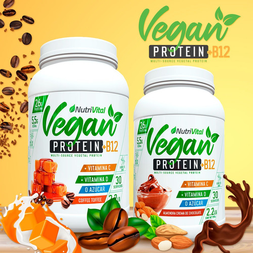 Vegan Protein 2lbs Libre Lactosa Gluten / Proteina Vegetal