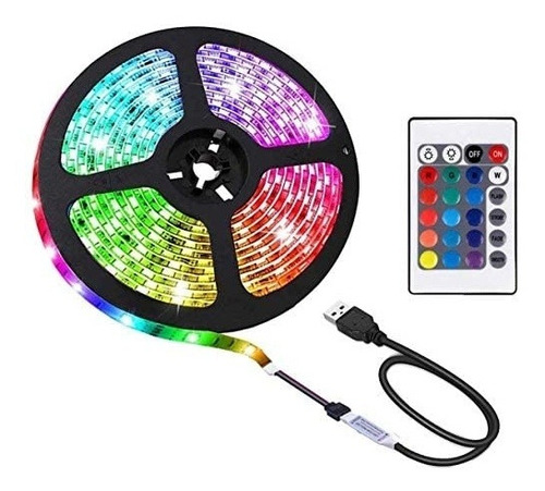 Tira De Led Rgb 5 Mt Conexion Usb Con Control Remoto