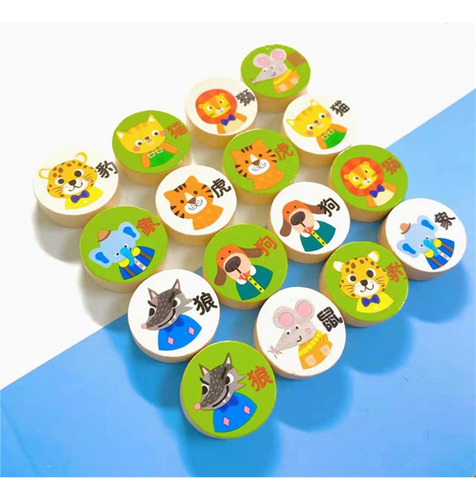 2 X 16 Piezas De Ajedrez De Animales Para Juegos Familiares