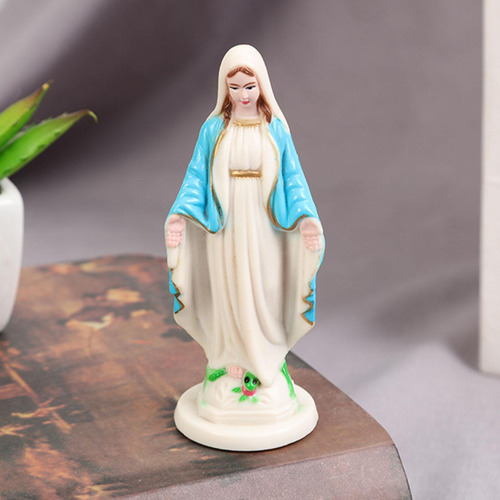 4 Figura De La Santísima Virgen María, 10cm Abrigo Azul