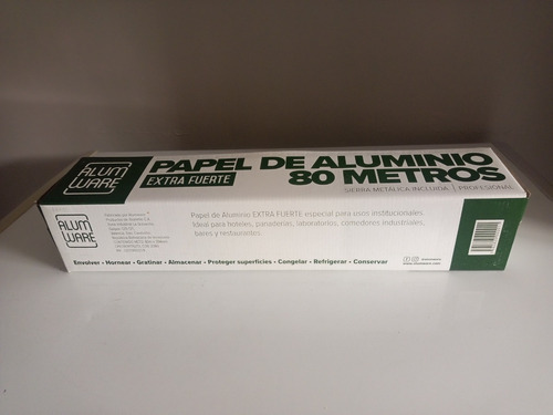 Papel Aluminio 80mts X 40cm Extrafuerte Marca Alumware