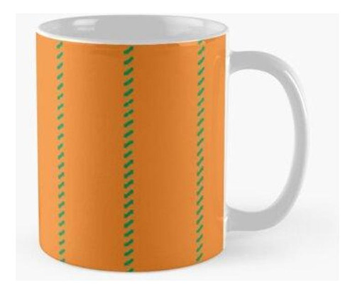 Taza Patrón De Rayas De Tiza De Cascabeles Naranja Y Verde C