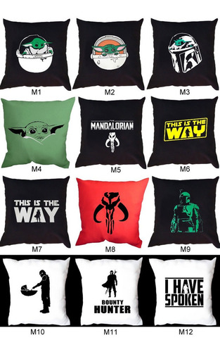 Imagen 2 de 5 de Almohadones Estampados Baby Yoda Mandalorian 40x40 Star Wars