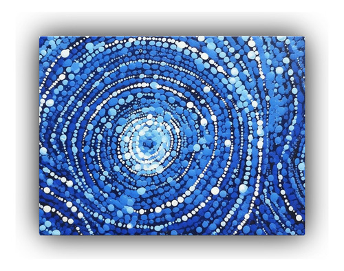 60x40cm Cuadro Círculos En Espiral En Tonos Azules Vibrante