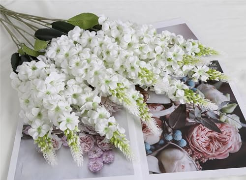 Ipopu 8 Piezas De Flores Artificiales De Snapdragon Blancas