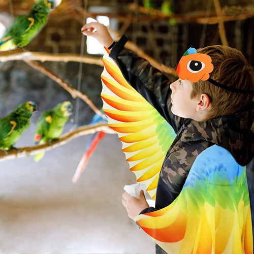 Disfraz Pájaro Alas De Loro Para Niños Con Máscara De Pájaro