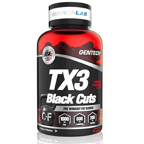 Quemador Grasas Tx3 Black Cuts Gentech X60 Cafeina 200 Mg