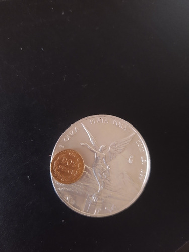 Imagen 6 de 6 de Moneda De Oro $2 Pesos Y Onza De Plata Pura De Regalo