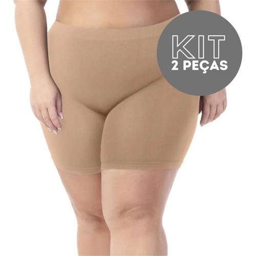 Combo 2 Bermuda Feminina Plus Size Cós Alto Sem Costura