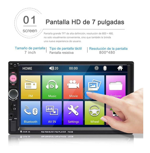 Imagen 4 de 10 de Pantalla Táctil De 7 In Con Cámara De Reversa P/estéreo Auto