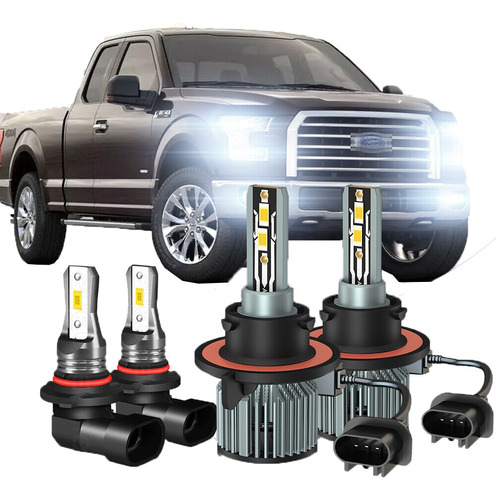 Para El Kit De Bombillas De Faros Ford F-150 6000k 2004-2014