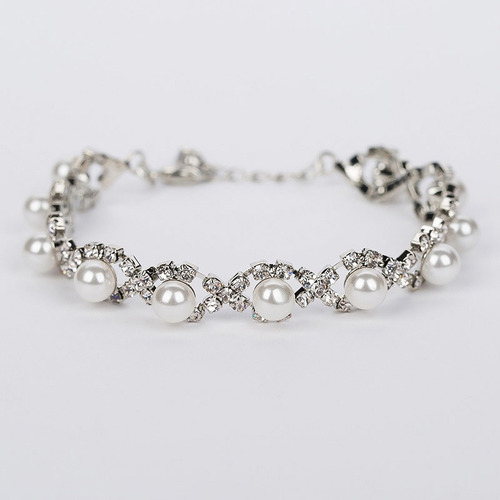 Pulsera De Boda Para Mujer, Cristal De Perla Y Cristal