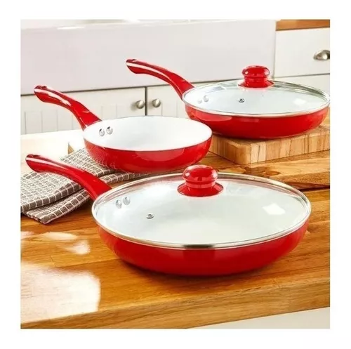 Juego Sartenes Cerámica Ceramic Pan 5 Piezas Rojo