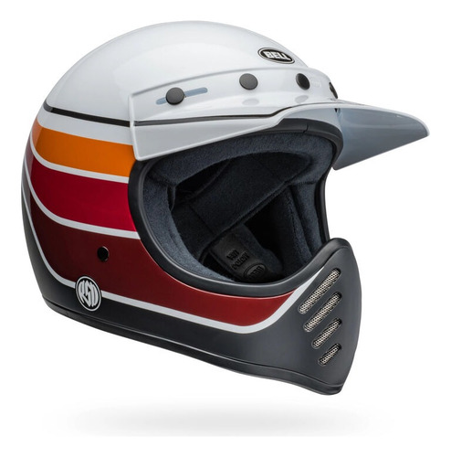 Casco Moto Bell Moto-3 Integral Sin Visor Fibra De Vidrio Naranja Rsd Saddleback Satin/gloss White/black Xl