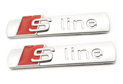 Emblema Audi Sline Lateral A2 A3 A4 Q3 Q5 Costado Plata X2