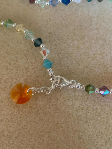 Imagen 9 de 10 de Tobillera De Cristal Sw Genuino Y Plata 925 Varios Colores