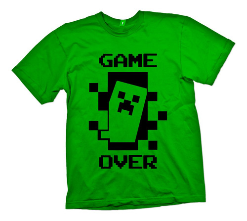 Polera Diseño Cara De Creeper Minecraft - Dtf Cod 002