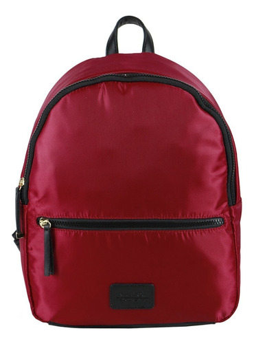 Bolsa Backpack Náutica A06020 Diseño Liso De Nailon  Bordó Con Correa De Hombro Negra Asas Color Negro