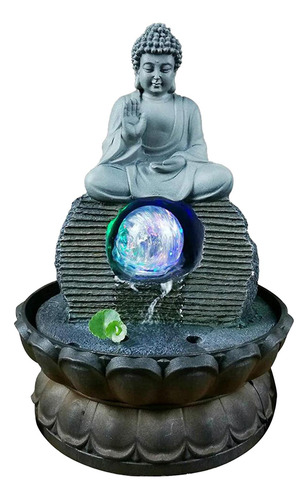 Fuente De Agua De La Estatua De Buda Con Bola Rodante