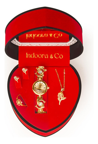 Reloj Dorado Para Mujer Y Joyería De Circonitas El Regalo Pe