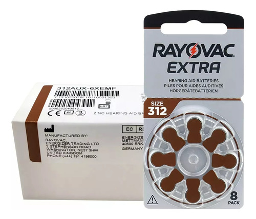 Pilas Boton Audifono 312 Rayovac X8 Uni Extra Advanced Pr41 Bp8 Para Un Sonido Nitido Y Duradero Voltaje Nominal 1.45v Capacidad De La Pila 180mah Potencia Sonora Composicion Zinc Air Modaxpress