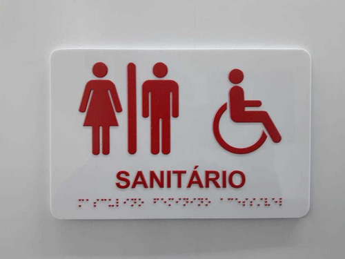 Placa Tátil Braille E Relevo Para Banheiro Acessível