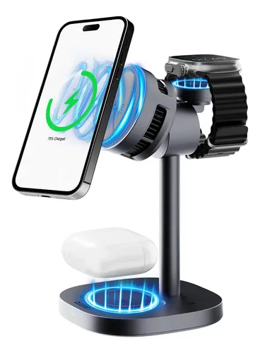 Carregador Sem Fio 3 Em 1 Com Refrigeração Ativa Por Ventilador, Certificação Qi2.2 E 25w, Suporte De Mesa Para iPhone 17/16/15/14/13/12/11