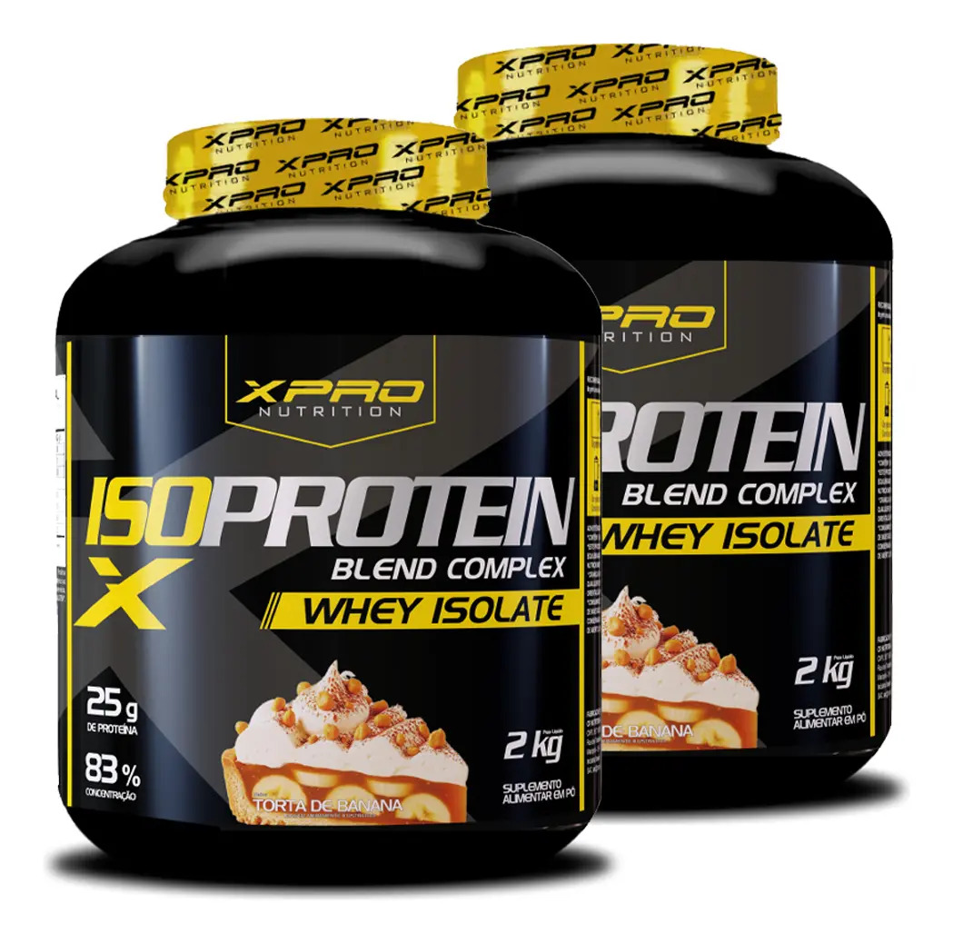Kit 2 Suplementos Whey Protein Isolado Blend Complex 2kg Torta De Banana Zero Açucar - Xpro Nutrition