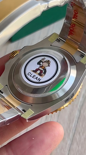 Rolex Submariner Super Clo Suiço Máquina Eta Genuína Correia Prata/dourado Bisel Preto Fundo Preto