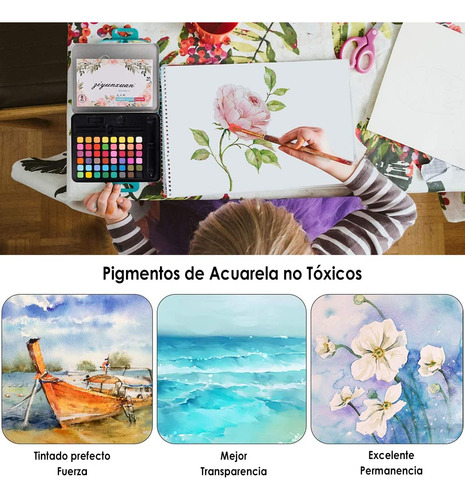 Acuarela Profesional,ruiyue Set De Watercolor (48 Colores,