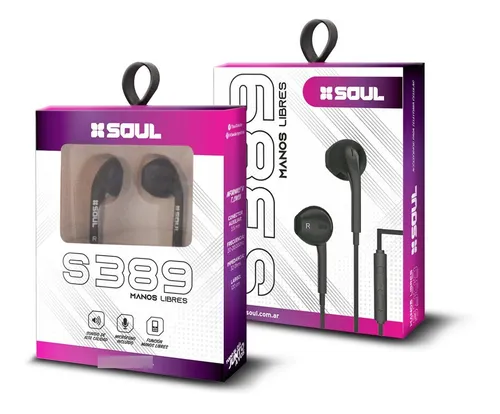 Auriculares Soul S389 Manos Libres Micr fono Celular 3.5mm Color Negro